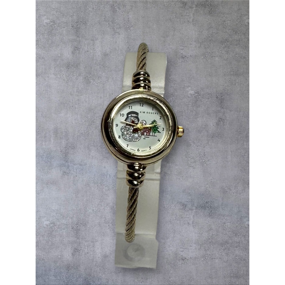 Kim Rogers Snowman Watch Womens Silver Tone Holiday Good Twisted Cable Cuff